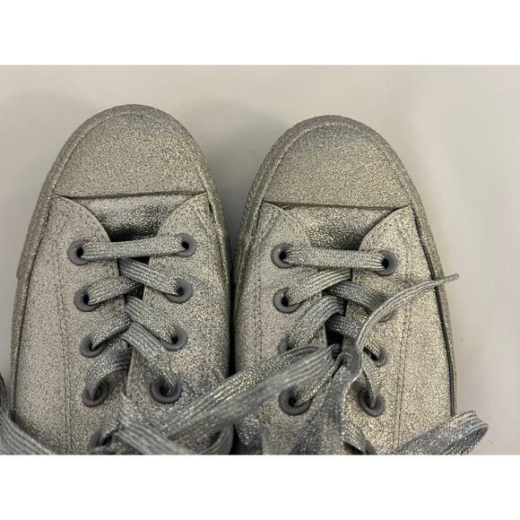 Converse Glitter Low Top Sneakers Shoes Womens Size 10 Silver Y2K - Picture 8 of 12